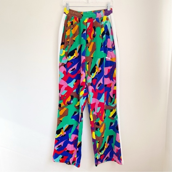 Puma T7 Men's Velour Track Pants mens size small soccer rainbow patterned stripe - Picture 3 of 15